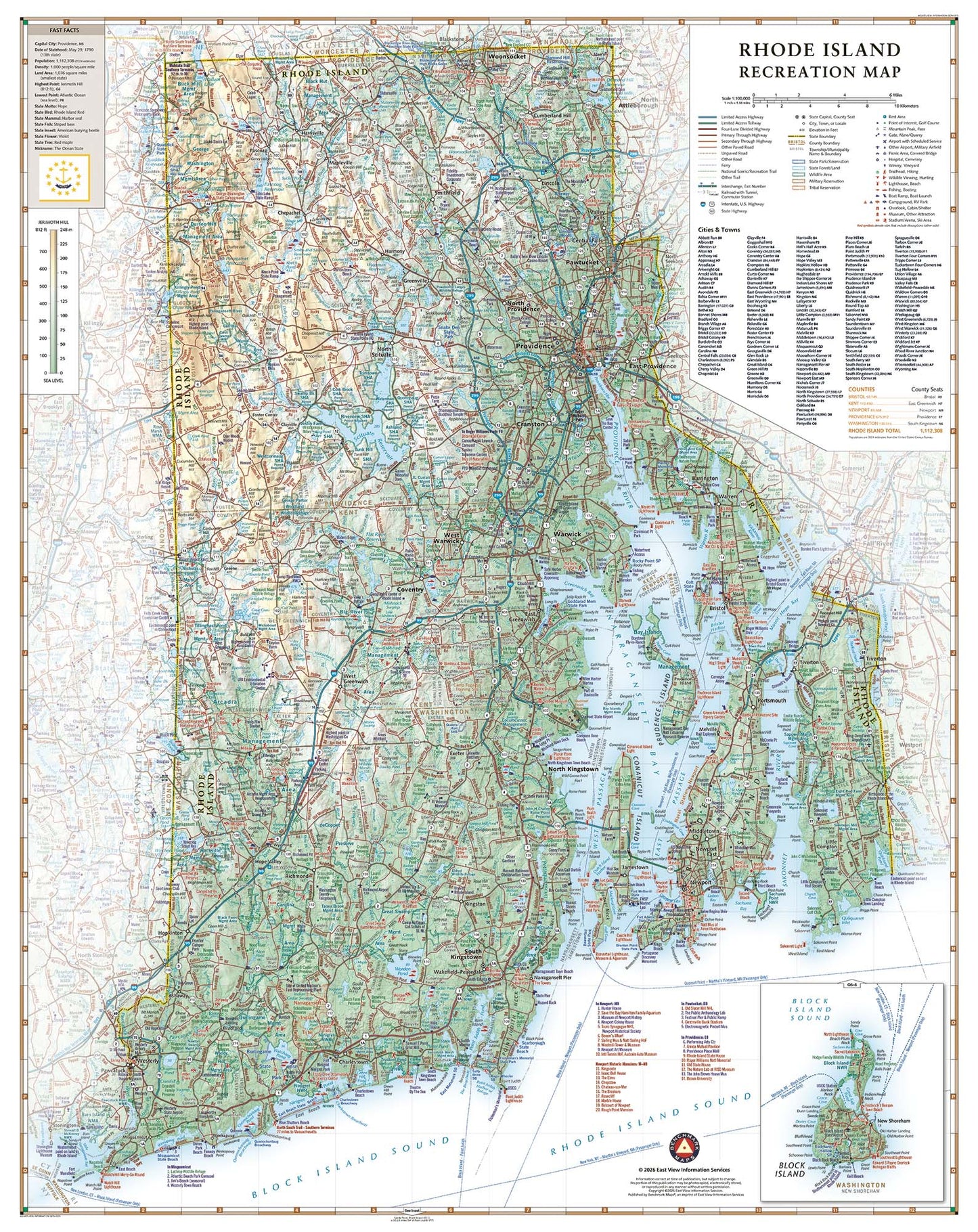Rhode Island Recreation Wall Map