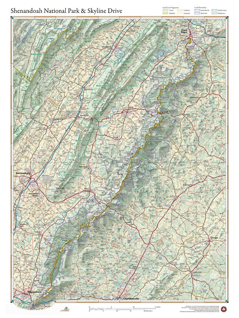 Shenandoah National Park, Virginia Wall Map