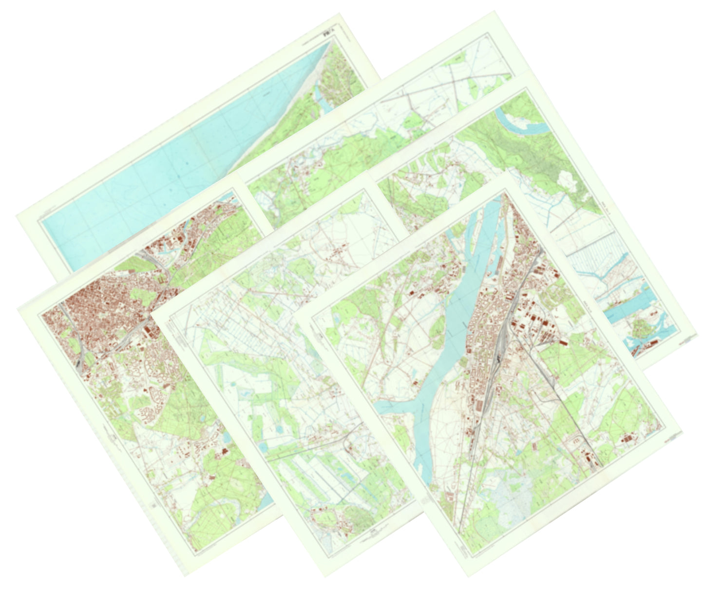 Riga (Latvia) 1984 Edition 6-Sheet Map Set - Soviet Military City Plans