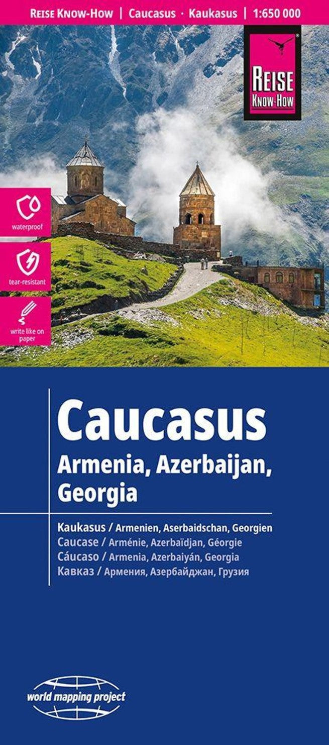 Caucasus, Armenia, Azerbaijan, Georgia Travel Map