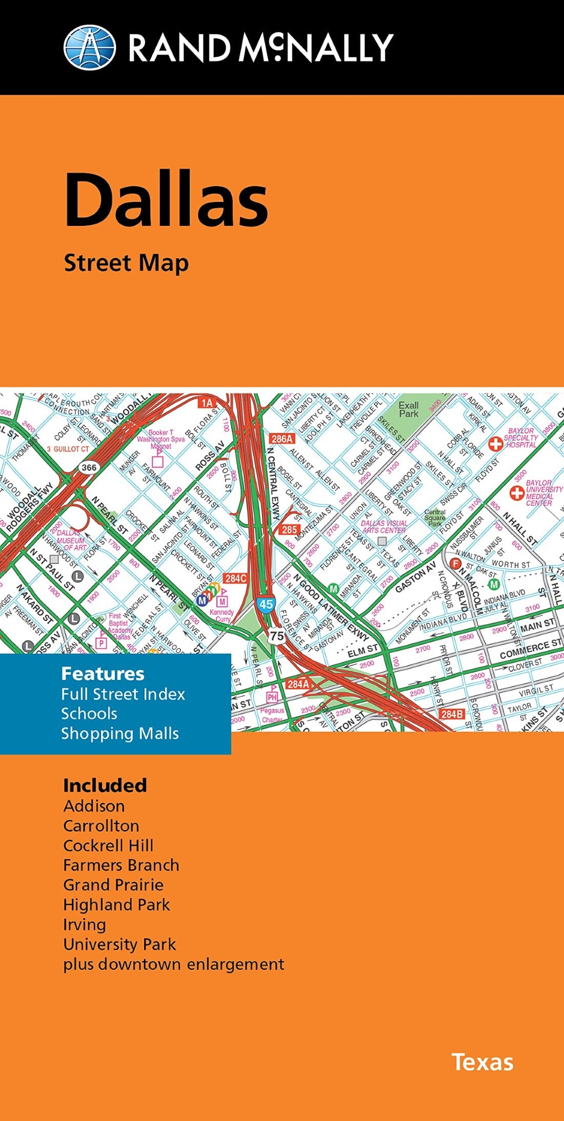 Dallas, TX - Folded Street Map