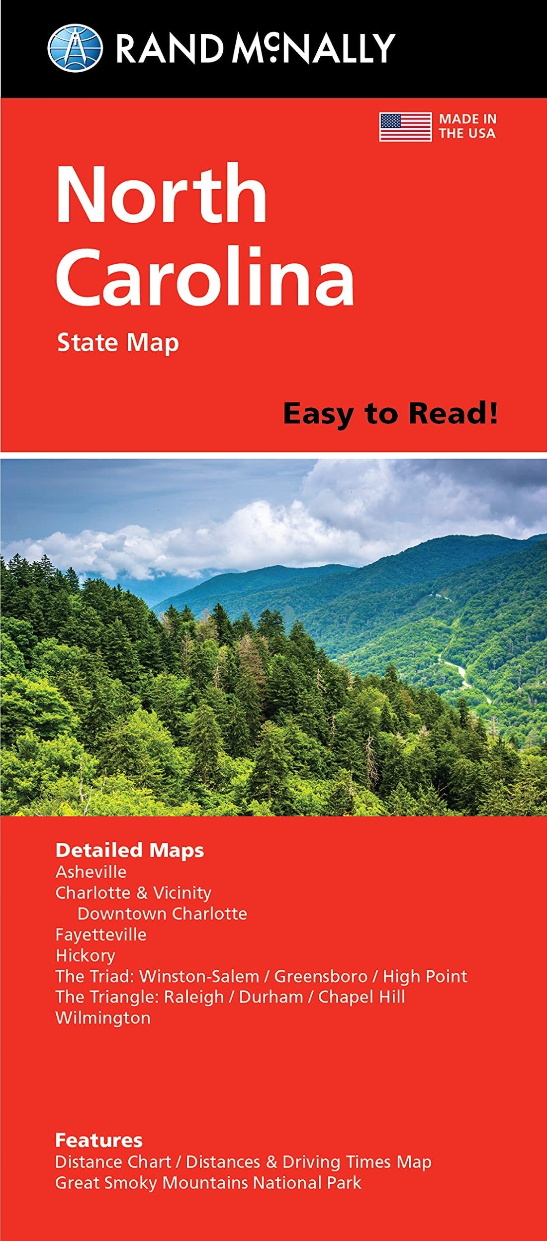 North Carolina Easy to Read Folded Map