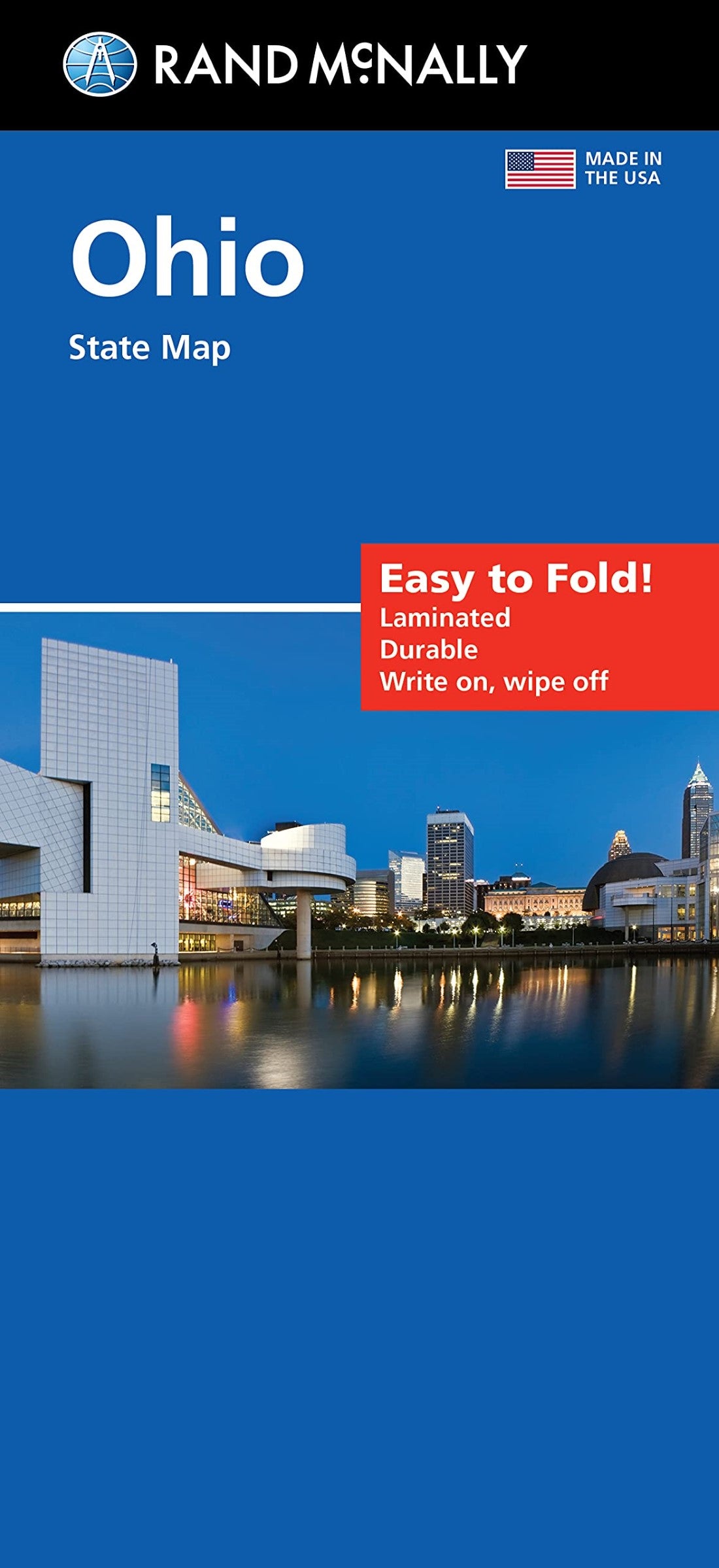 Ohio, Easy to Fold Laminated Map
