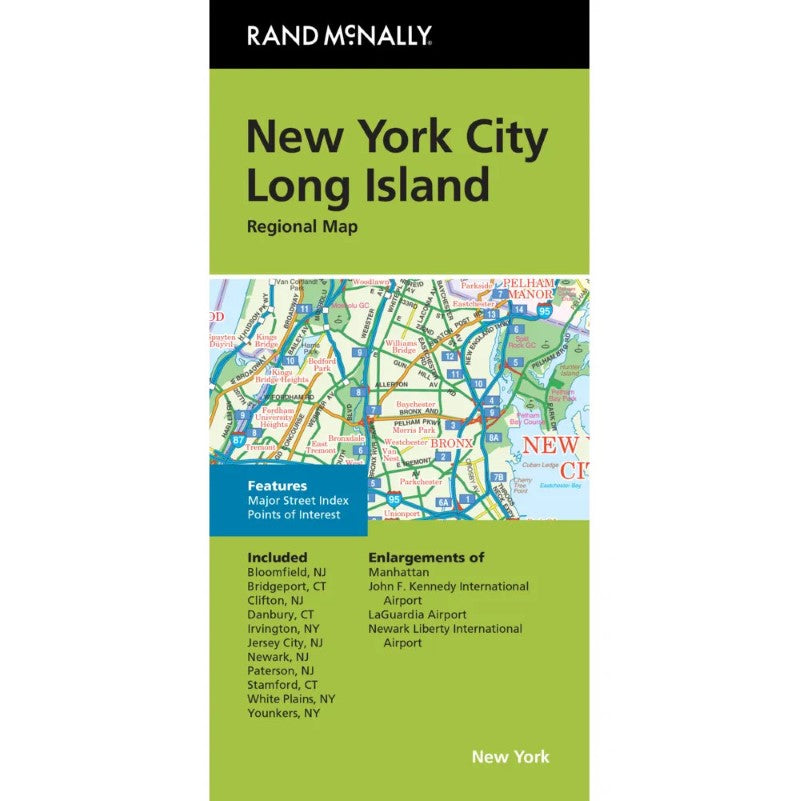 New York City and Long Island, New York Regional Folded Map