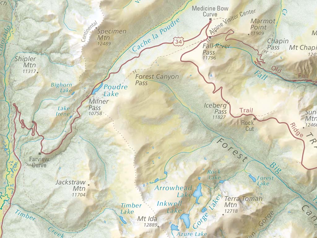 Rocky Mountain National Park Landscape Fine Art Print Map