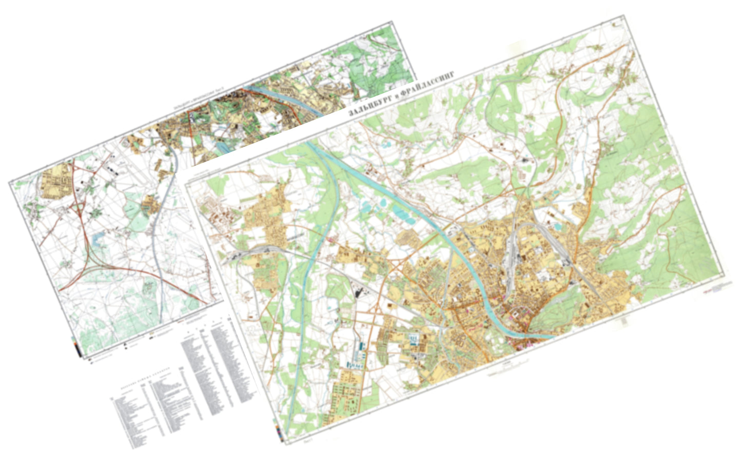 Salzburg (Austria) 2-Sheet Set - Soviet Military City Plans