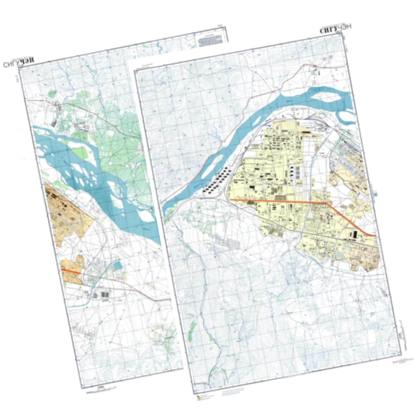 Siguchen (China) 2-Sheet Set - Soviet Military City Plans