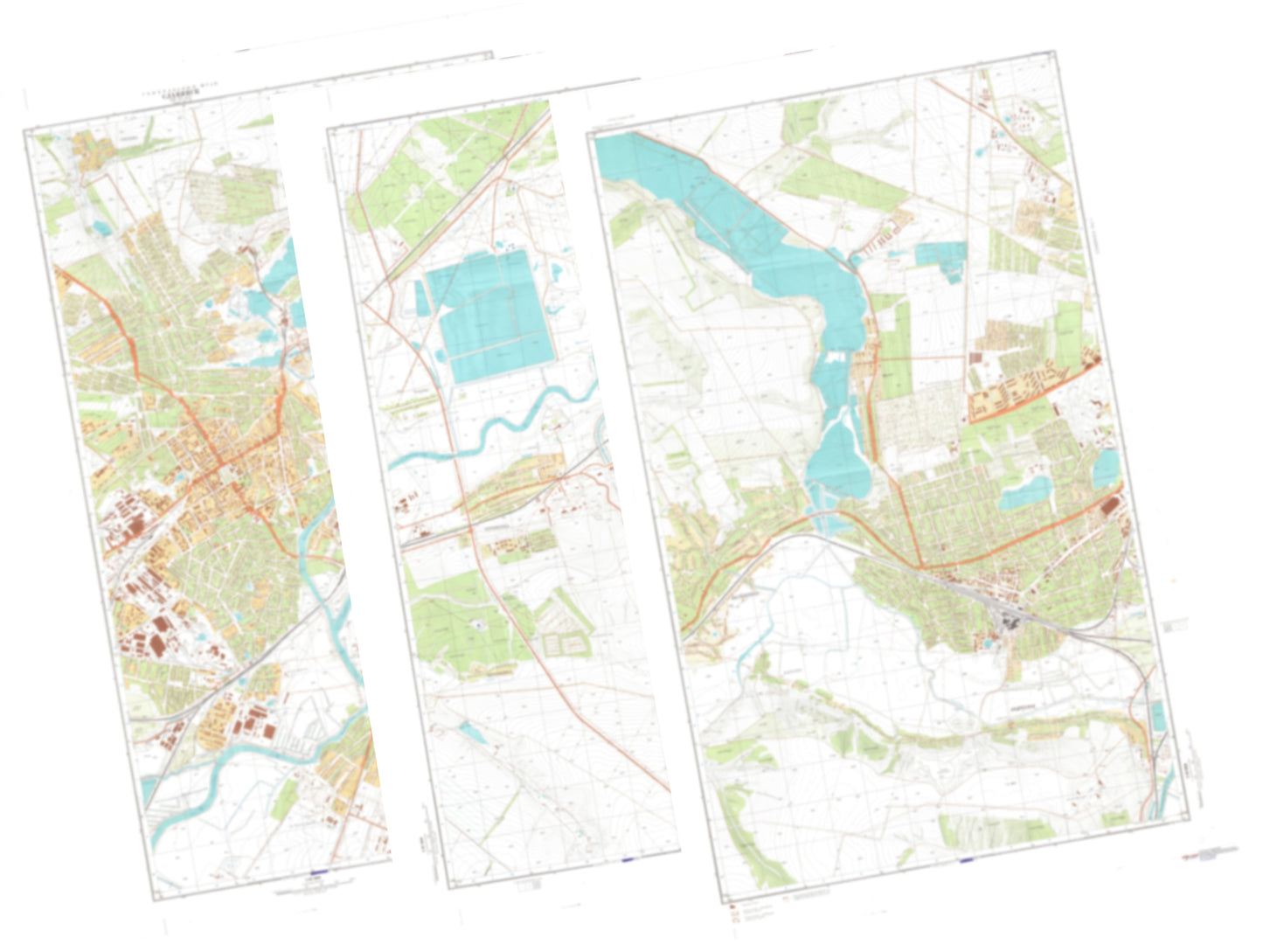 Slaviansk (Ukraine) 3-Sheet Map Set - Soviet Military City Plans