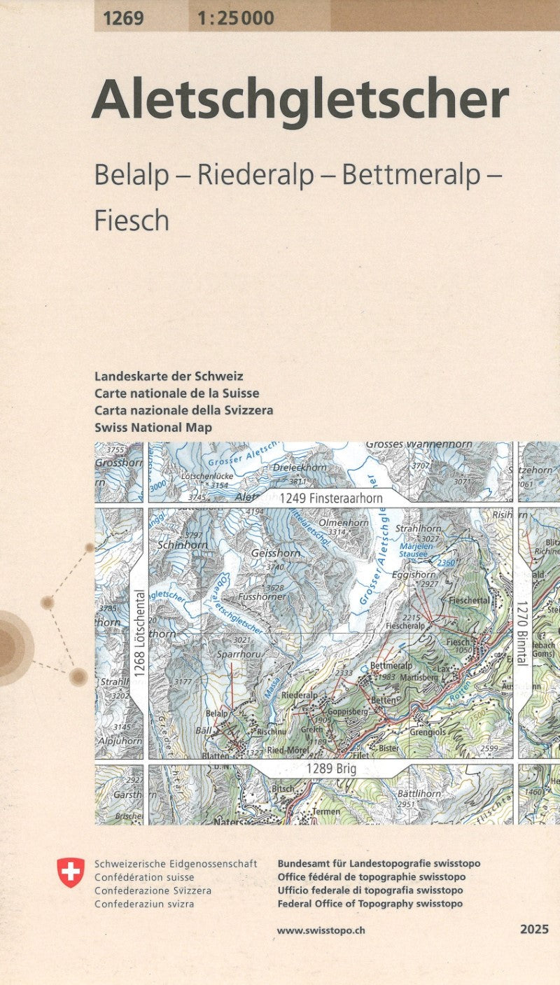 Aletschgletscher : Switzerland 1:25,000 Topographic Map #126