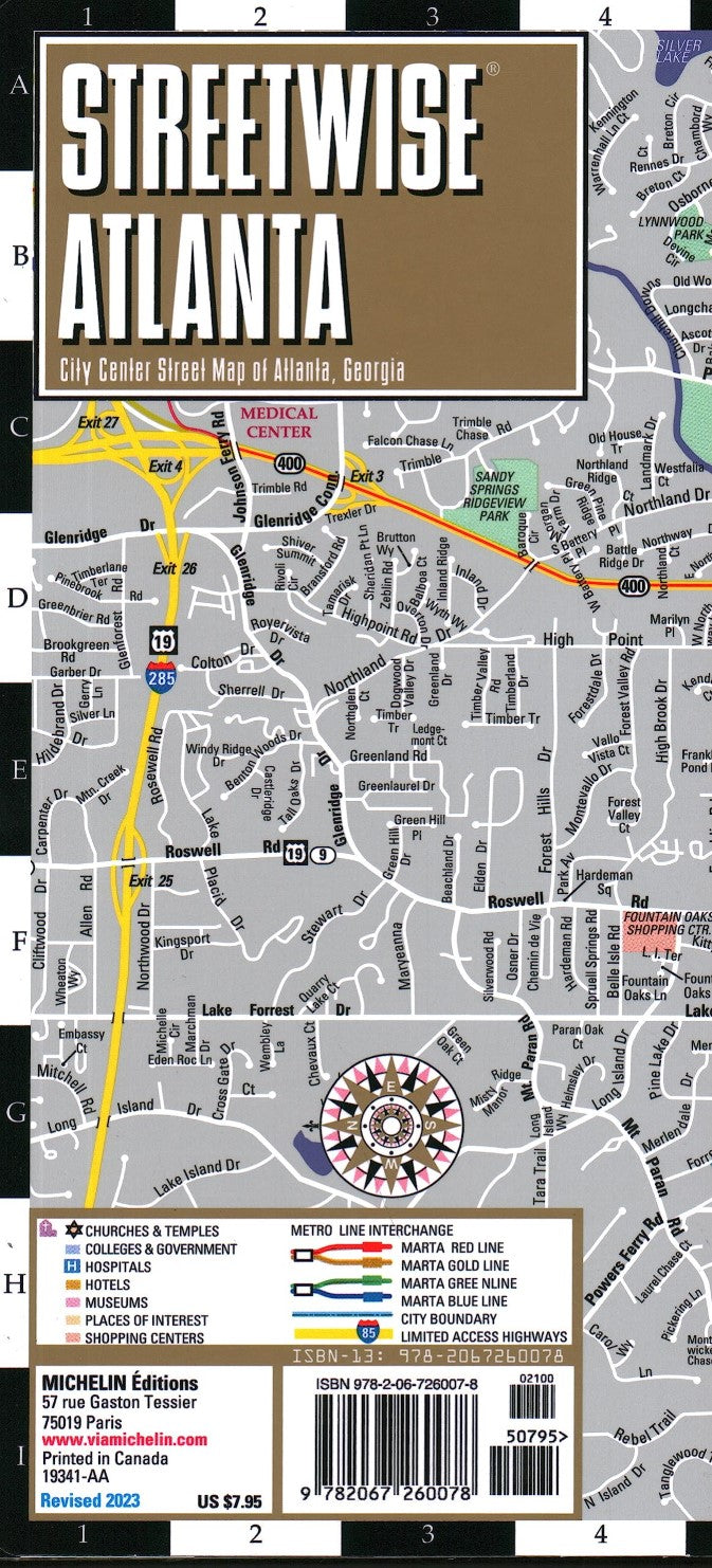 Streetwise Atlanta laminated map