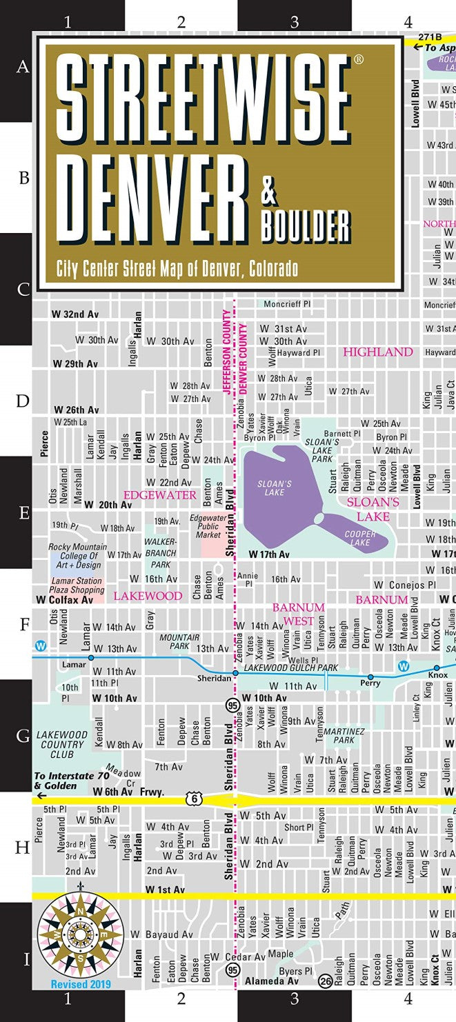 Streetwise Denver laminated map