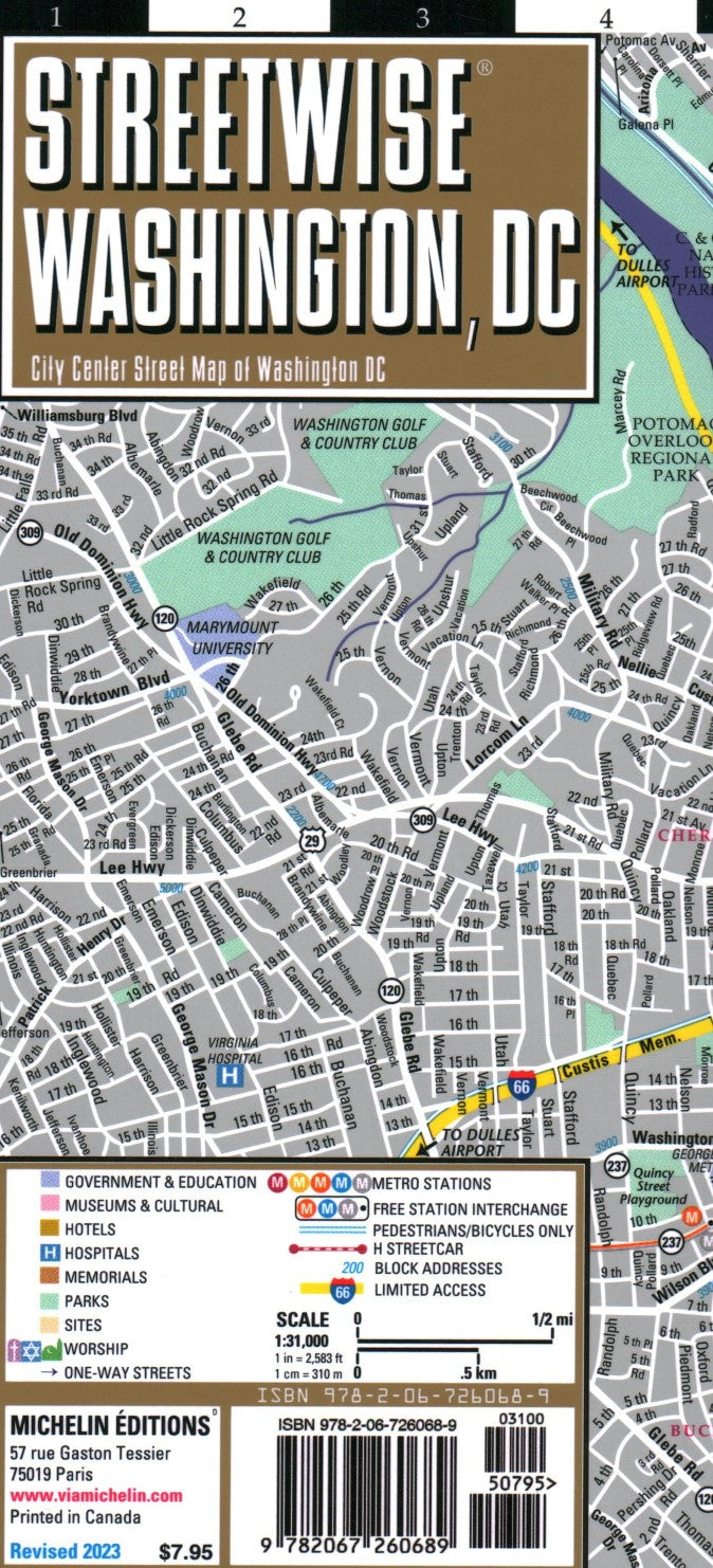 Streetwise Washington D.C. laminated map