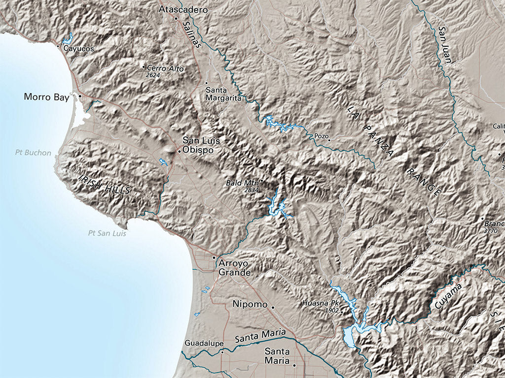 Southern California Landforms Fine Art Print Map