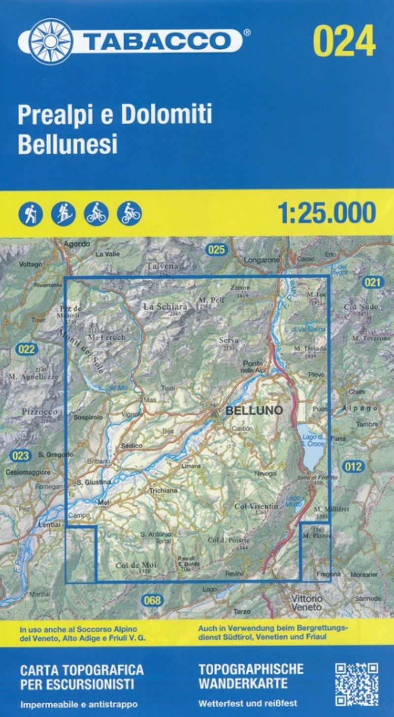 Prealpi e Dolomiti Bellunesi Topographic Hiking Map