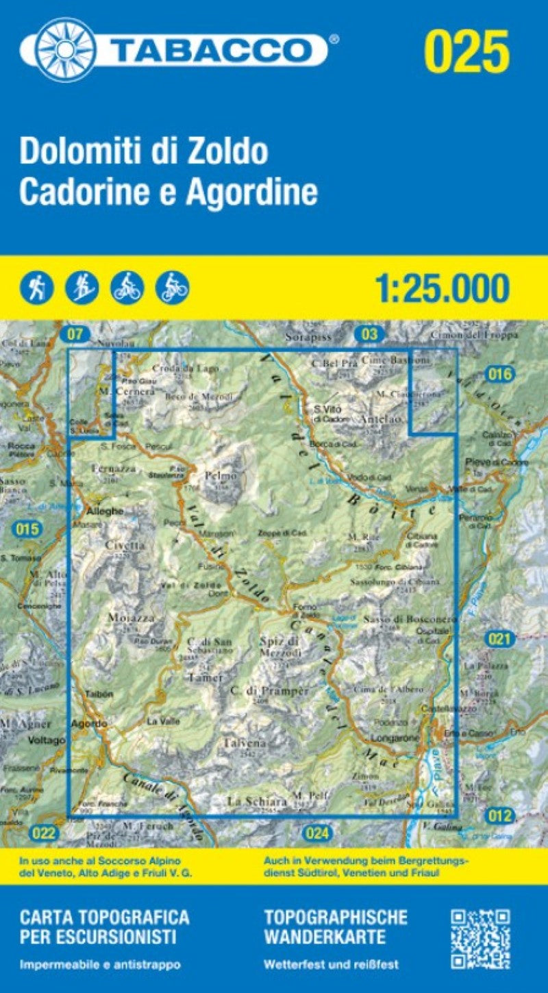 Dolomiti di Zoldo Cadorine e Agordine - S. Vito di Cad Topographic Hiking Map #25
