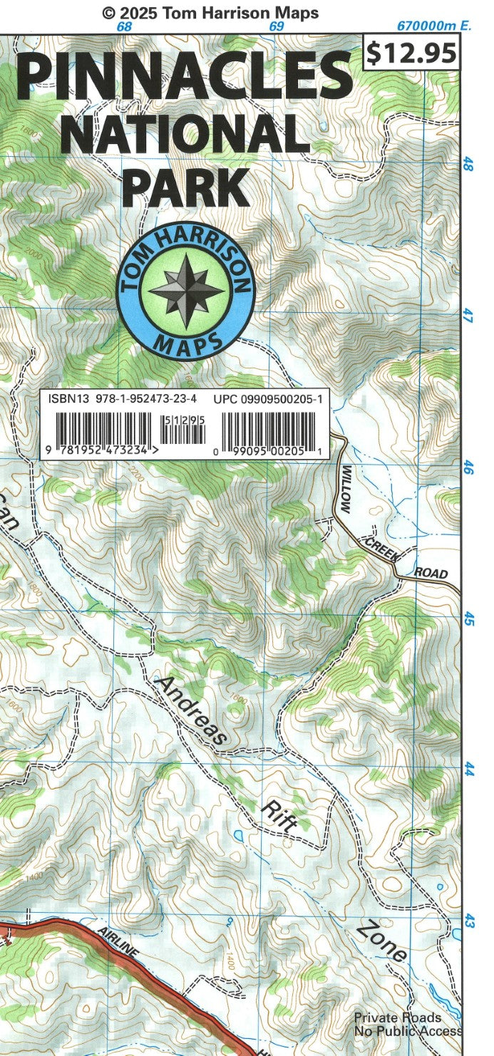 Pinnacles National Monument, California Topographic Hiking Map