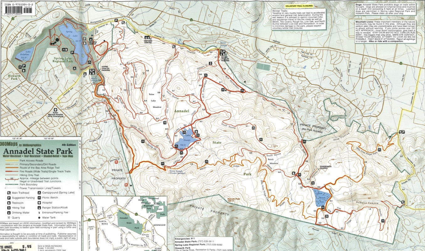 Annadel State Park, CA : Topo Map