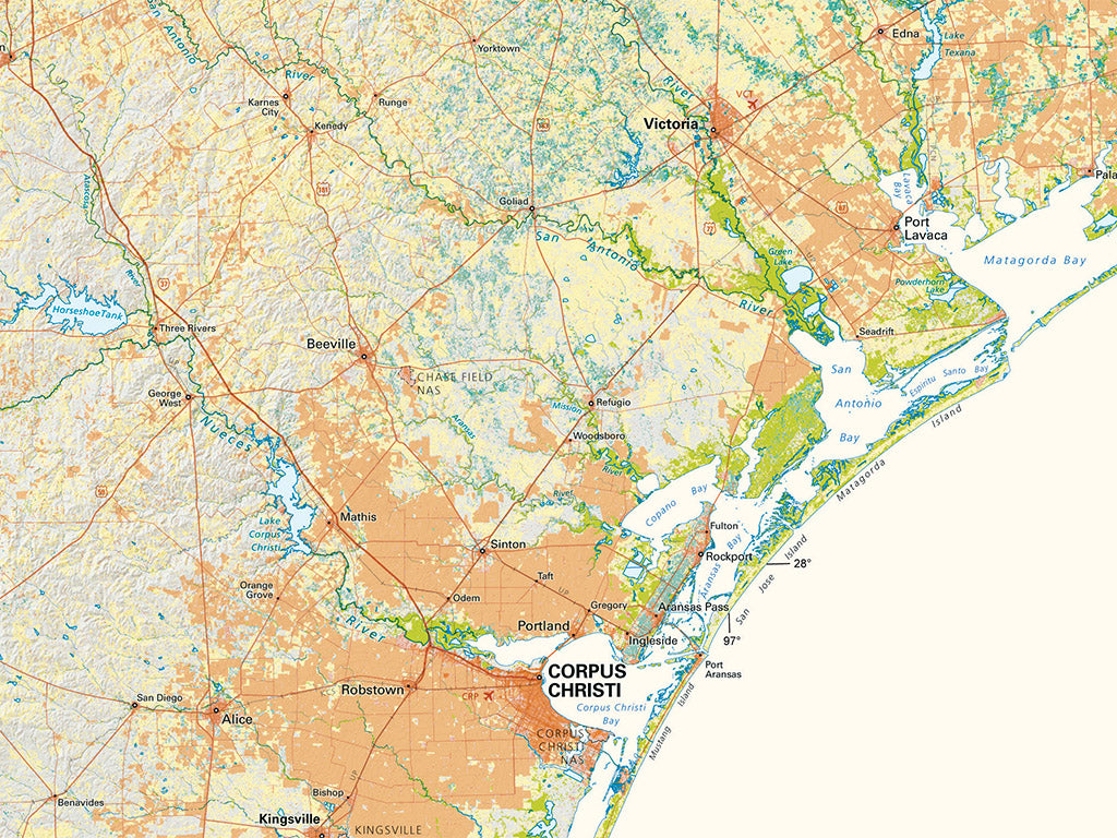 Texas Land Cover Fine Art Print Map