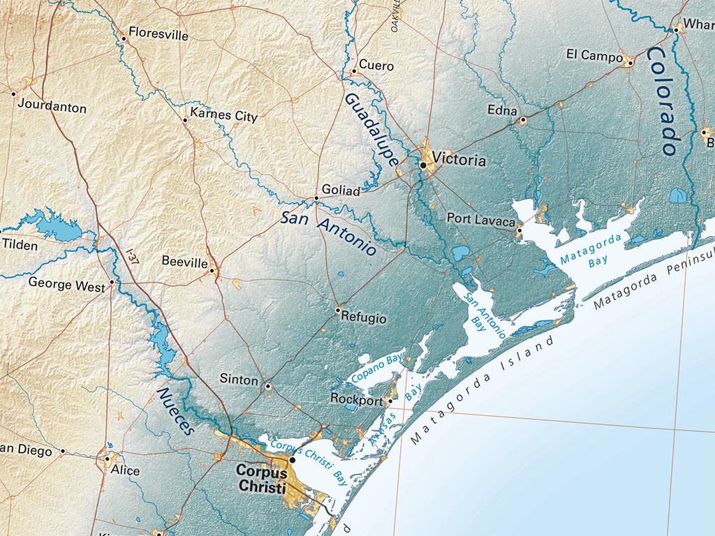 The Gulf Coast Elevation Tints Fine Art Print Map