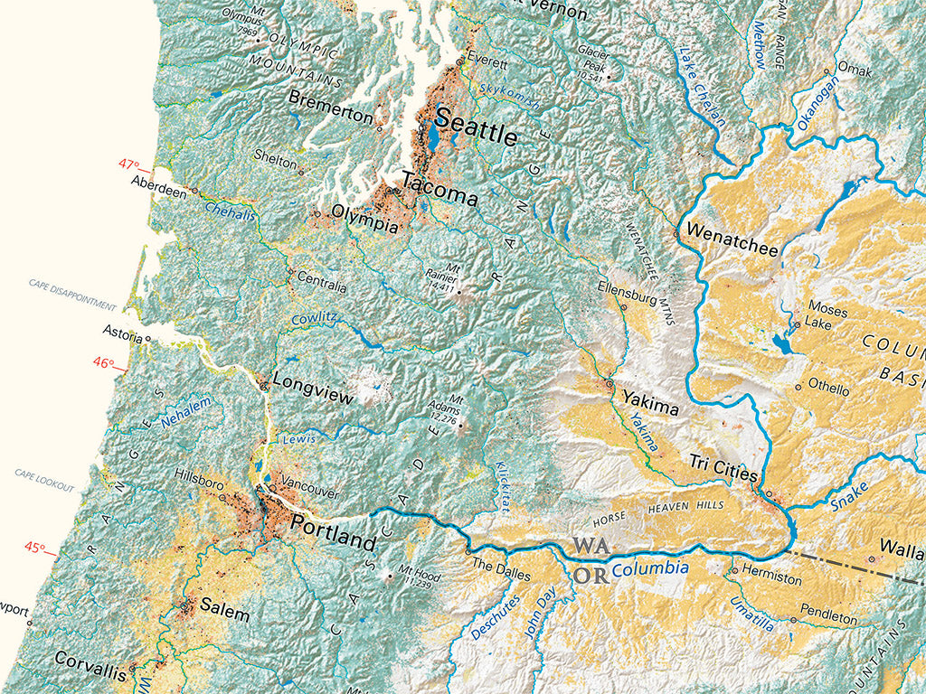 The United States Land Cover Elevation Tints Fine Art Print Map