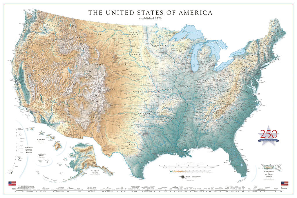 United States of America 250th Anniversary Commemorative Map