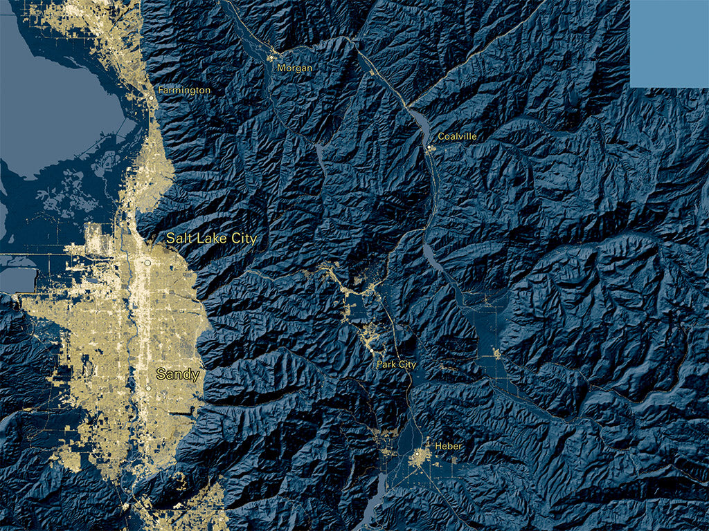 Utah at Night Fine Art Print Map