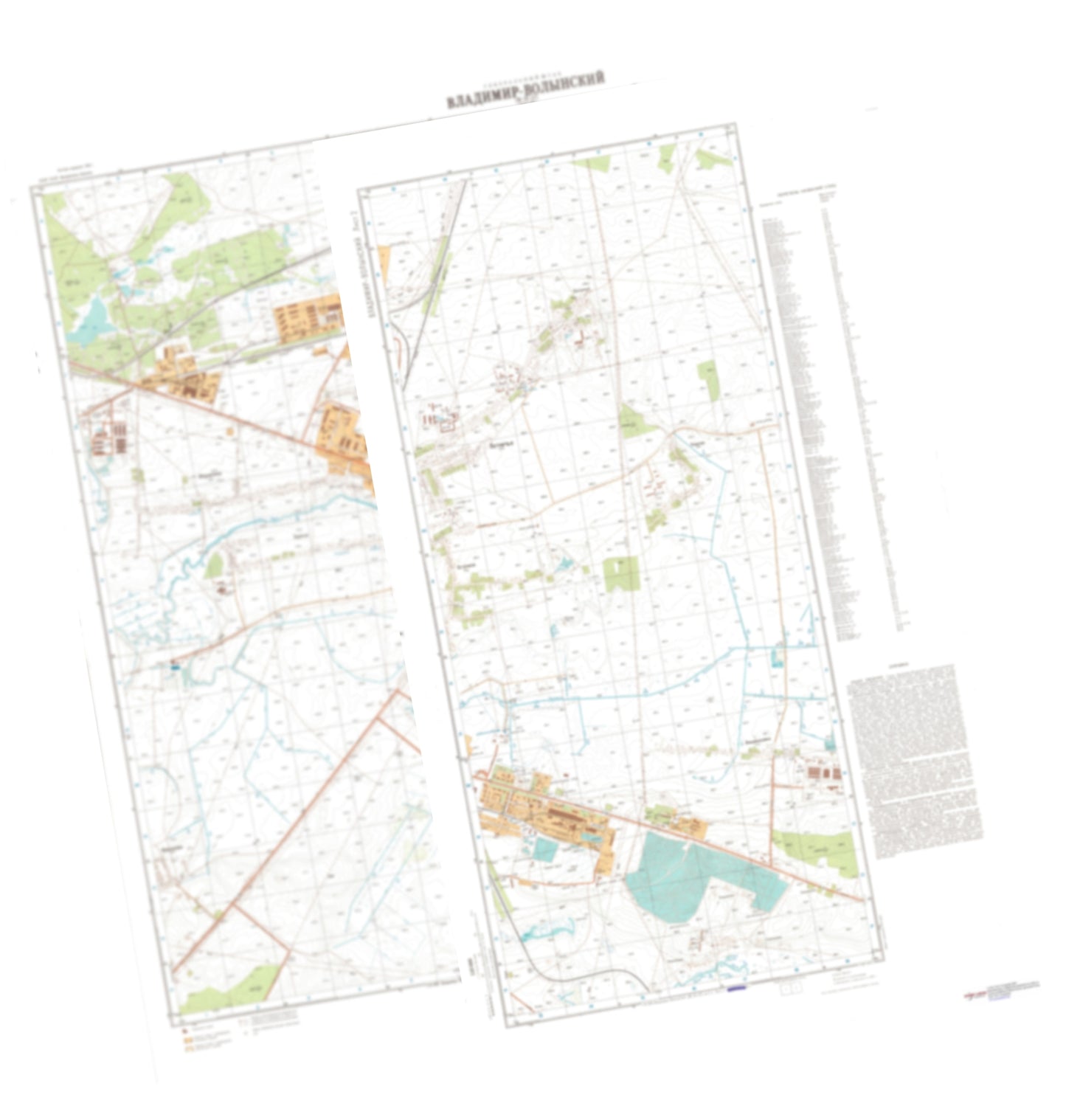 Vladimir-Volynskii (Ukraine) 2-Sheet Set - Soviet Military City Plans