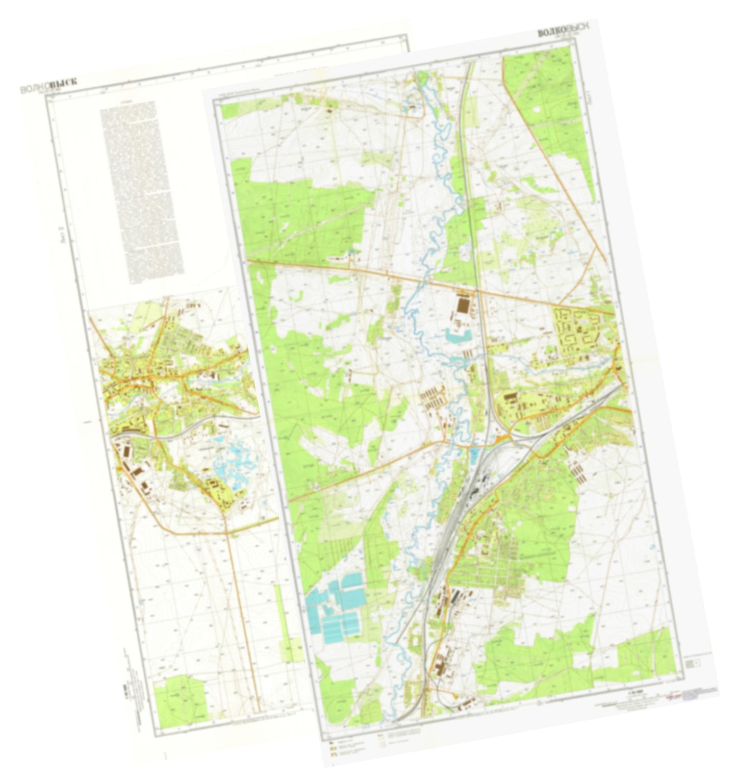 Volkovysk (Belarus) 2-Sheet Set - Soviet Military City Plans