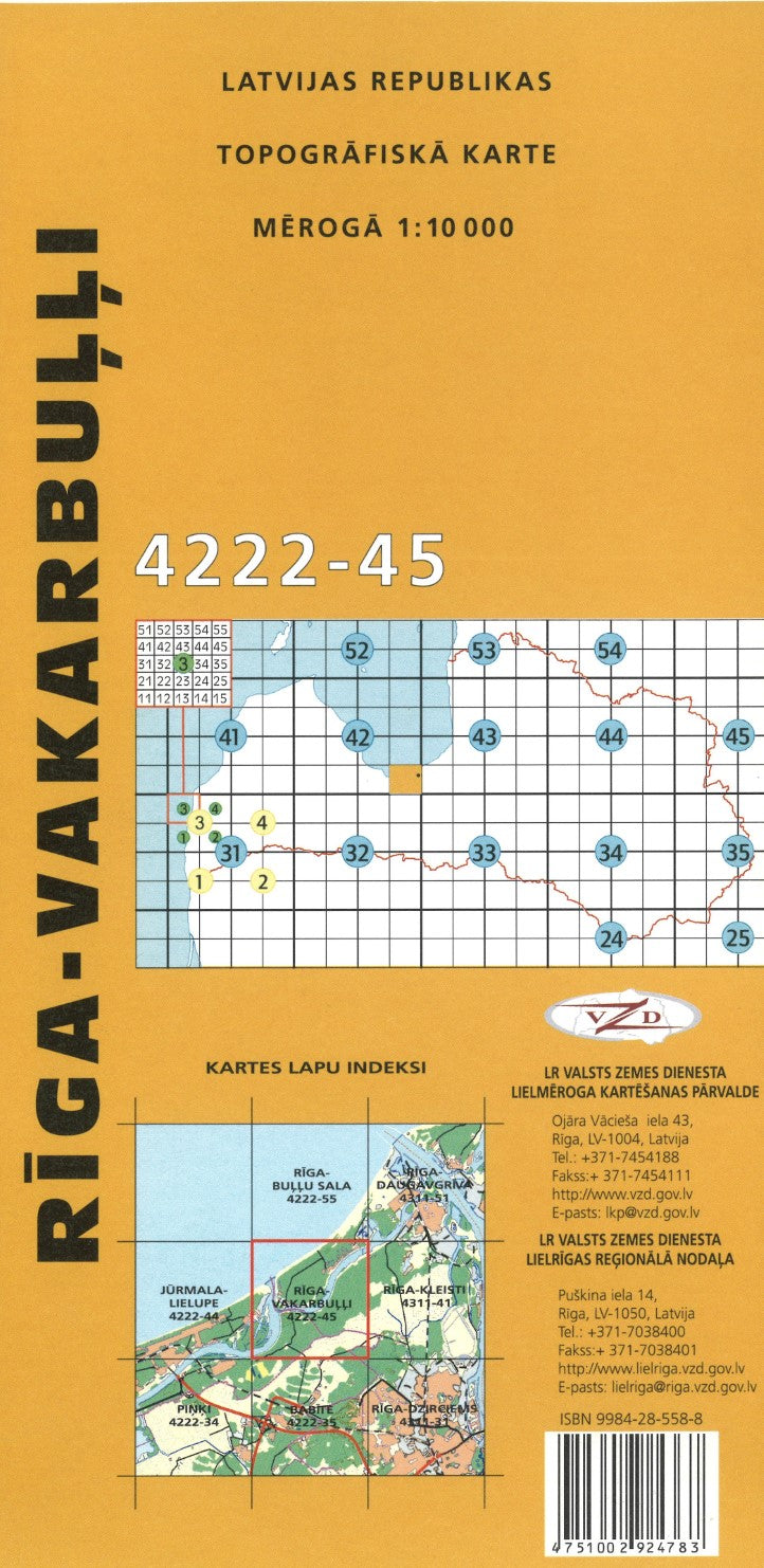 Riga-Vakarbulli : Latvijas Republikas Topografiska Karte #4222-45