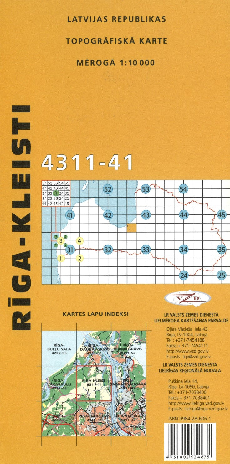 Riga-Kleisti : Latvijas Republikas Topografiska Karte #4311-41