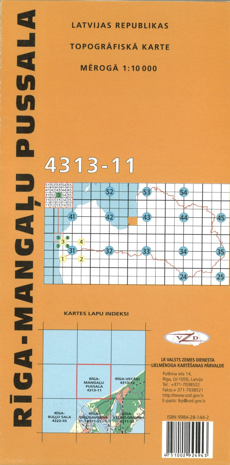 Riga-Mangalu Pussala : Latvijas Republikas Topografiska Karte #4313-11