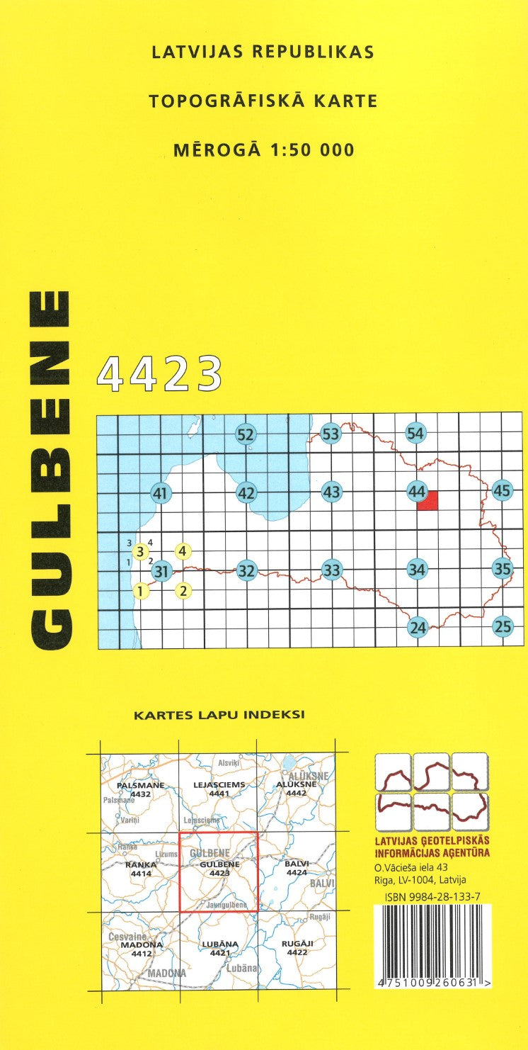 Gulbene : Latvijas Republikas Topografiska Karte #4423