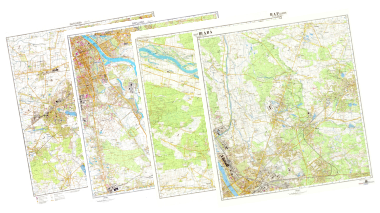 Warszawa (Poland) 4-Sheet Map Set - Soviet Military City Plans