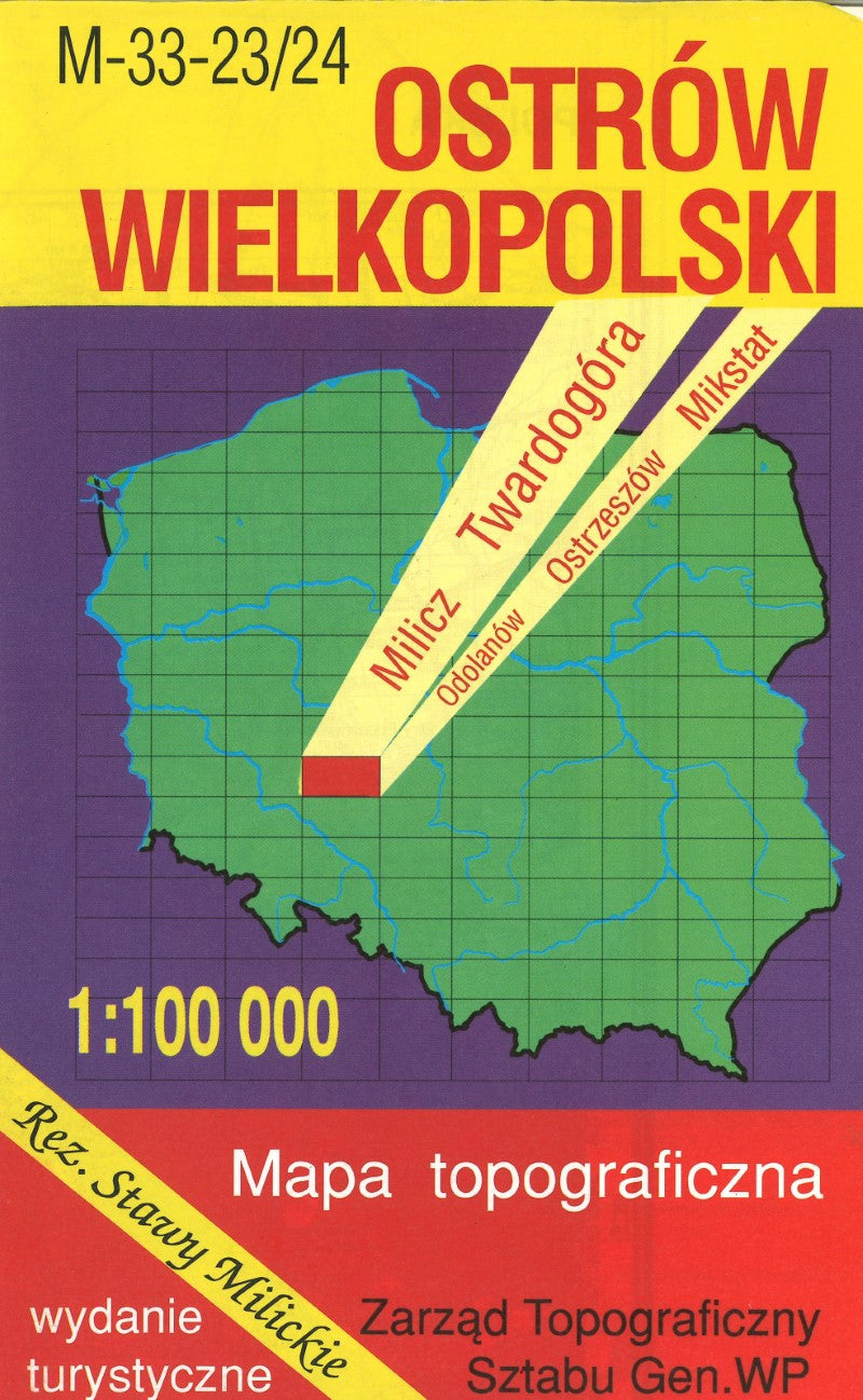 Ostrow Wielkopolski 1:100,000 Mapa Topograficzna Polski # M-33-23/24