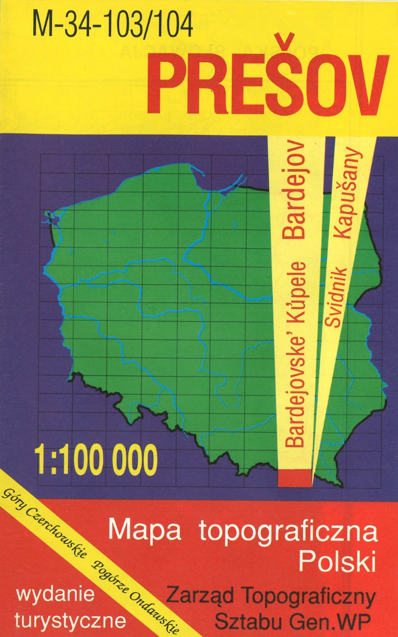 Presov 1:100,000 Mapa Topograficzna Polski # M-34-103/104