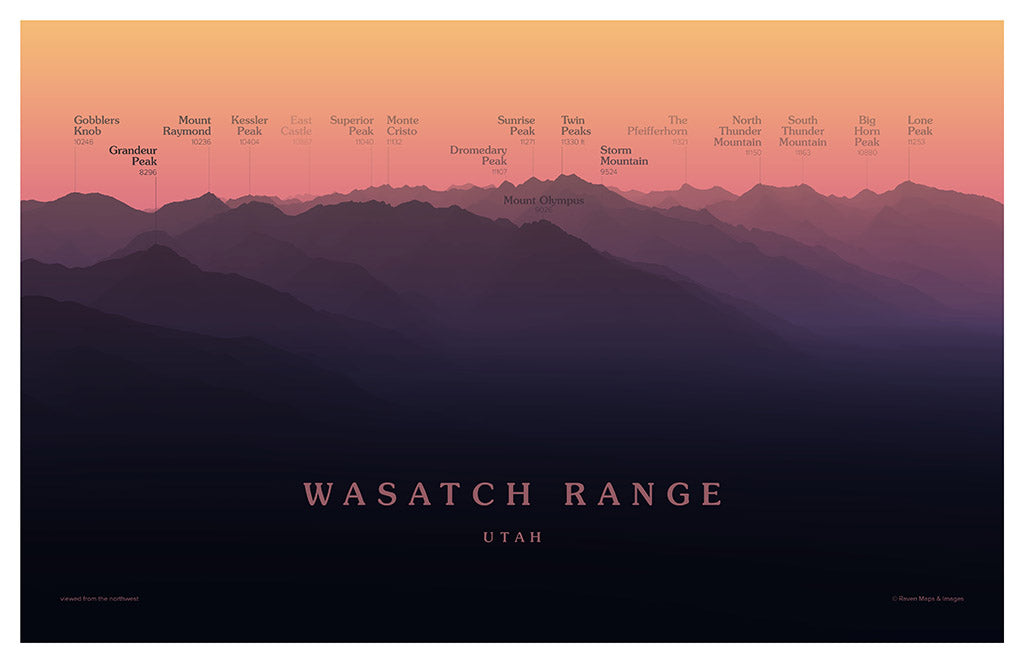 Wasatch Range - Salt Lake City Peakscapes Elevation Panorama