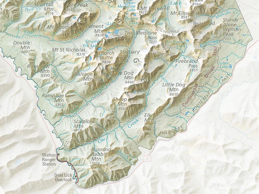 Waterton–Glacier International Peace Park Landscape Fine Art Print Map