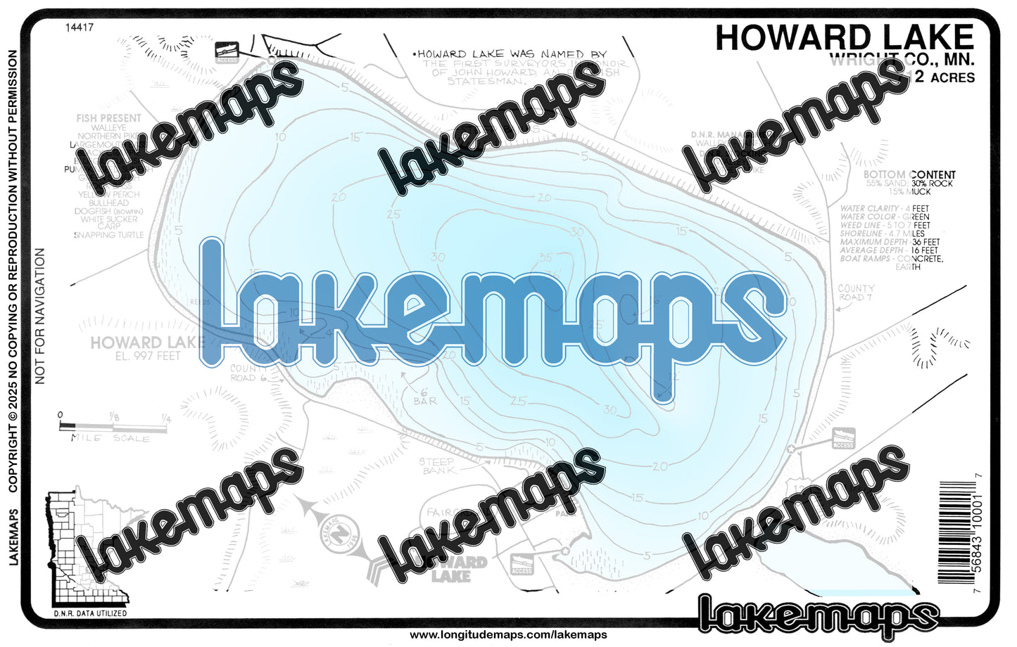 Wright County, MN - HOWARD - Lakemap - 14417