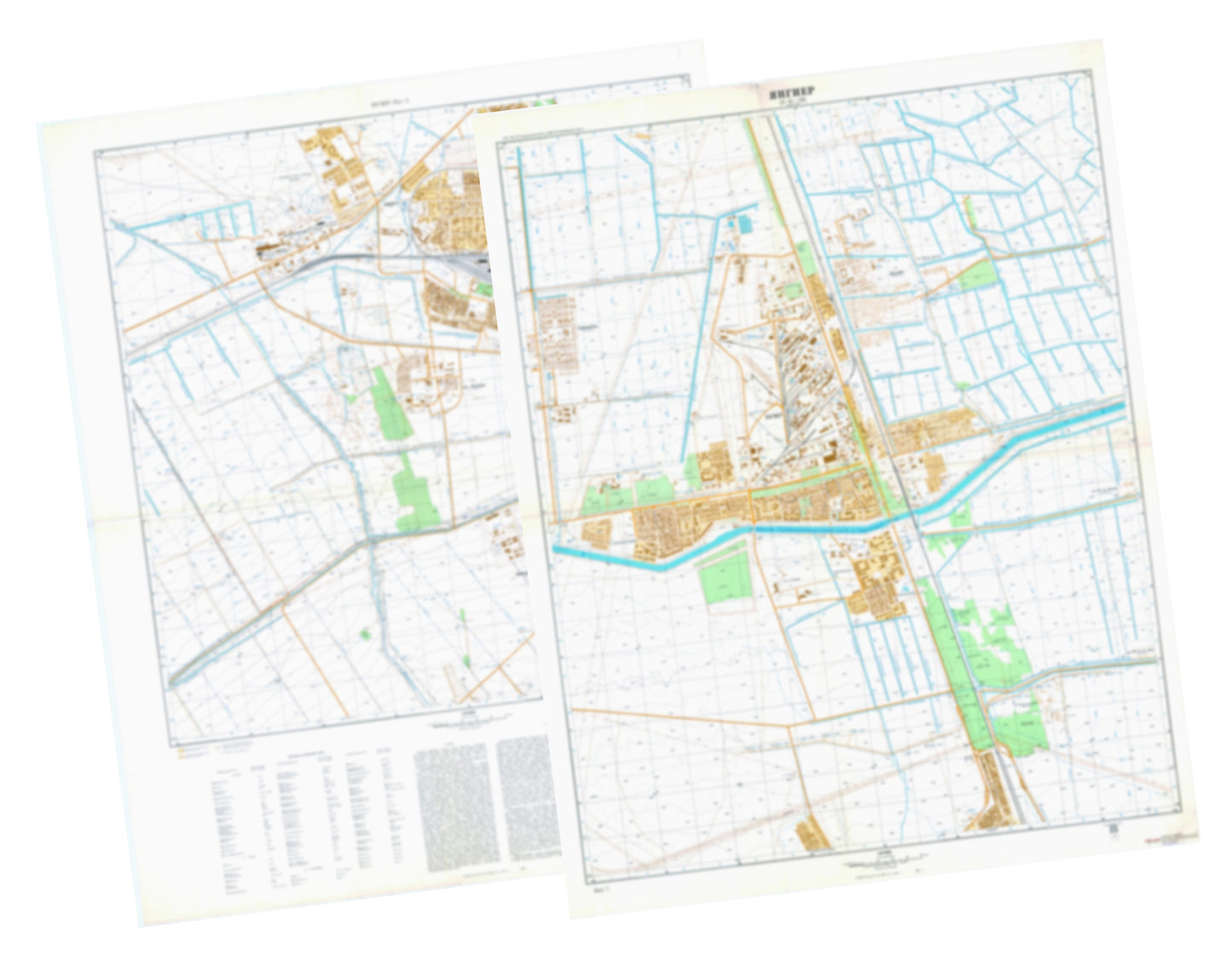 Yangier (Uzbekistan) 2-Sheet Set - Soviet Military City Plans