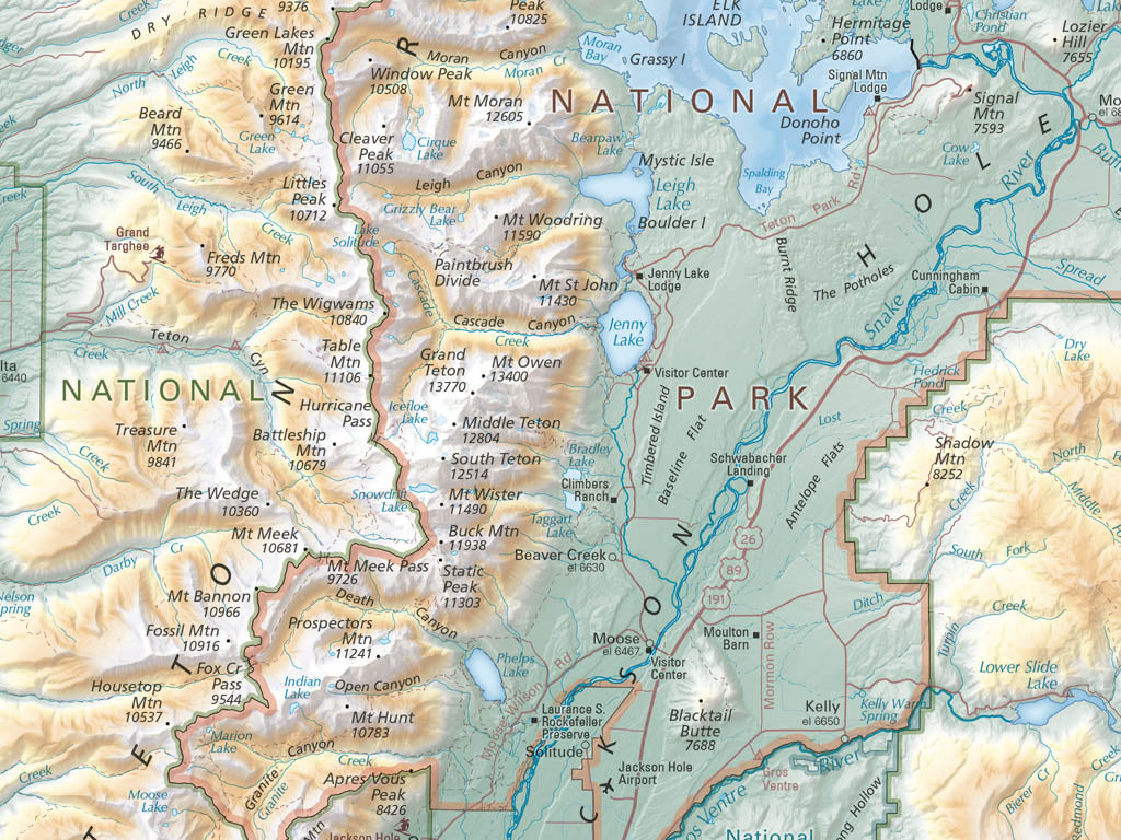 Yellowstone National Park Elevation Tints Fine Art Print Map