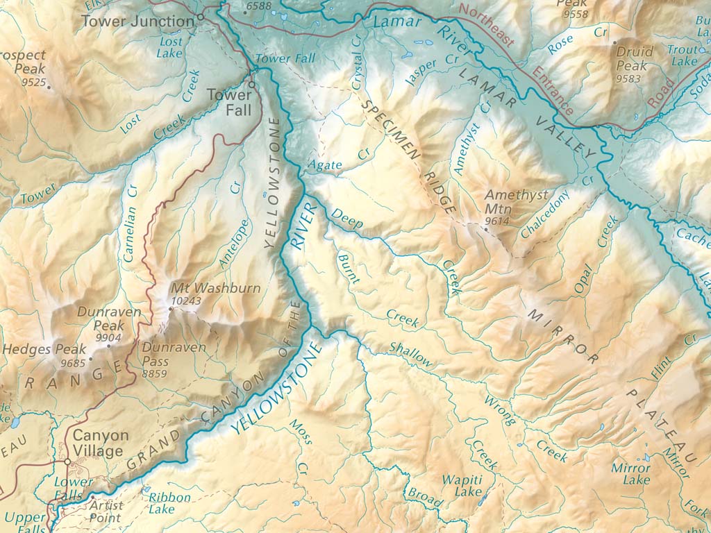 Yellowstone National Park Elevation Tints Fine Art Print Map