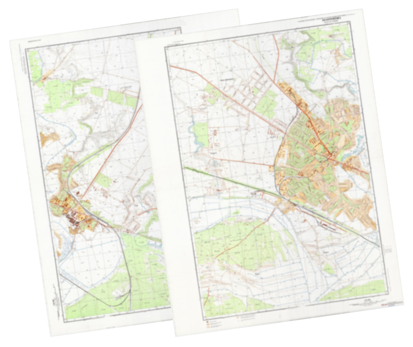 Zolotonosha (Ukraine) 2-Sheet Set - Soviet Military City Plans