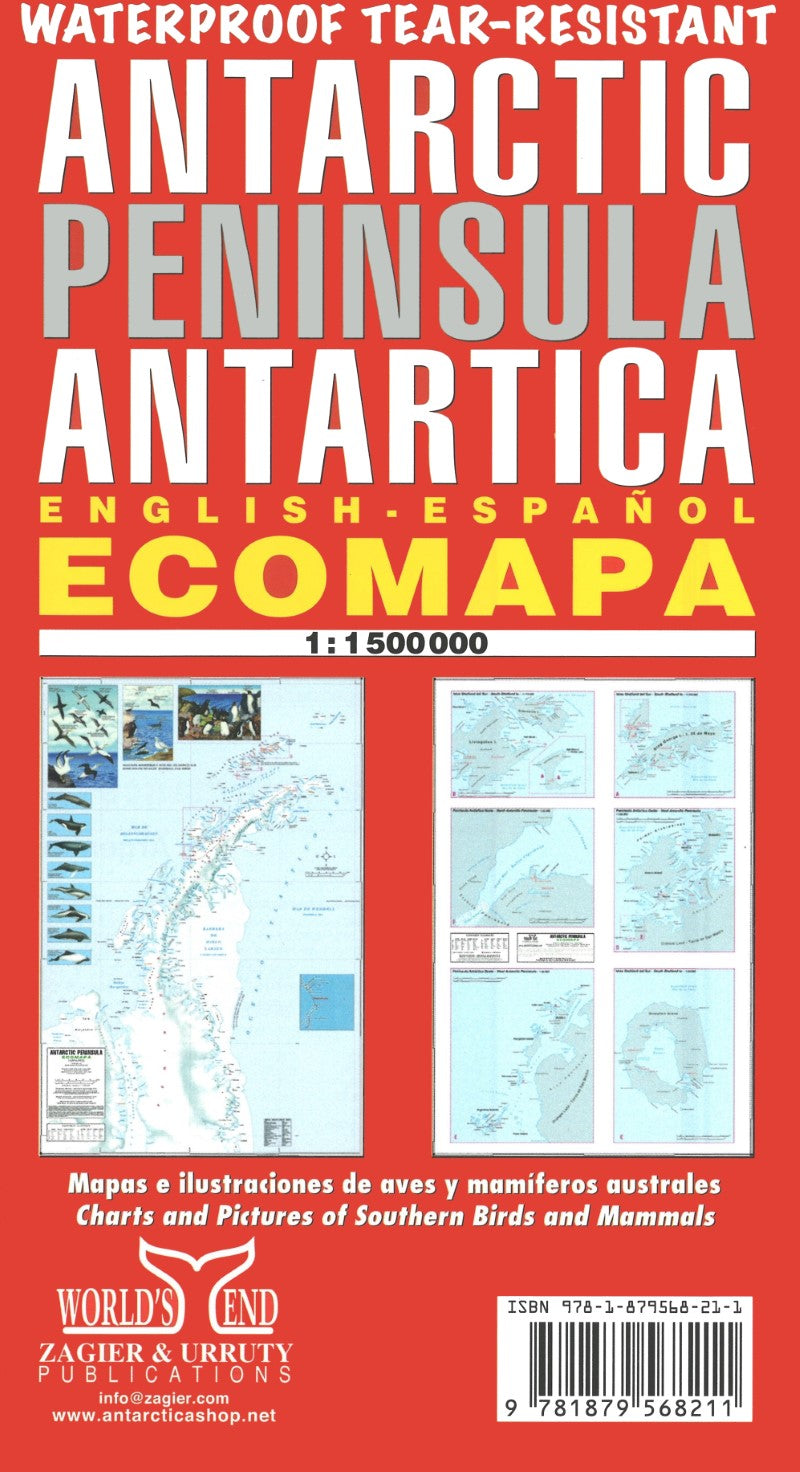 Antarctic Peninsula Antartica Map: English-Español : ecomapa