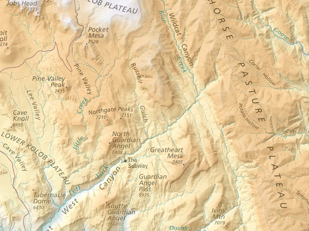 Zion National Park Elevation Tints Fine Art Print Map