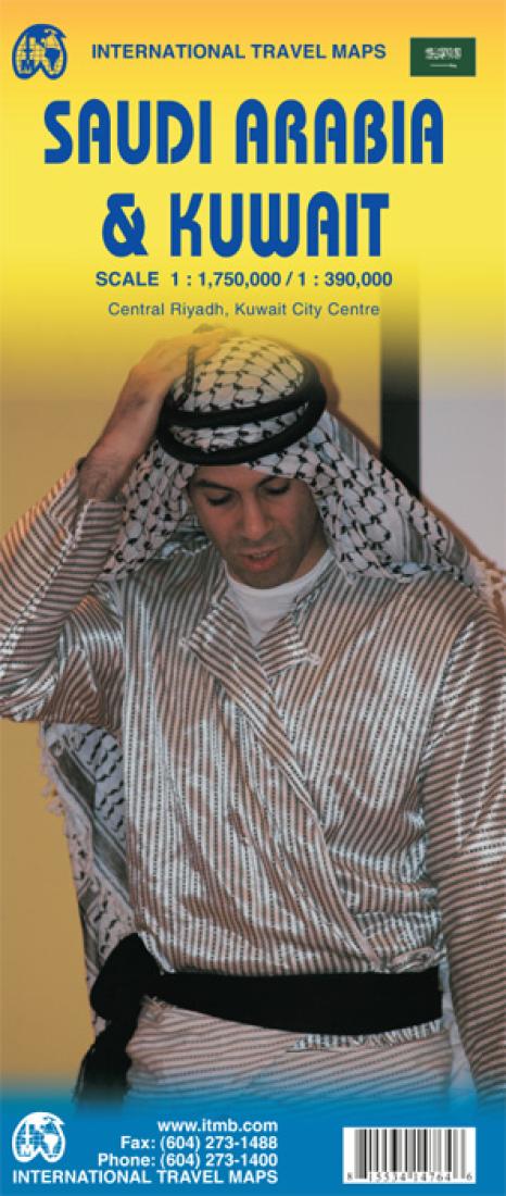 Saudi Arabia & Kuwait : scale 1:1,750,000 / 1:390,000 : central Riyadh, Kuwait city center