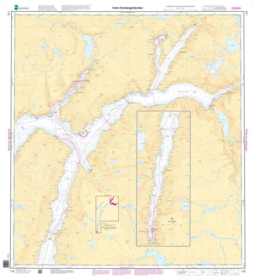 Indre Hardangerfjorden - 118 - Norway Kartverket Nautical Charts
