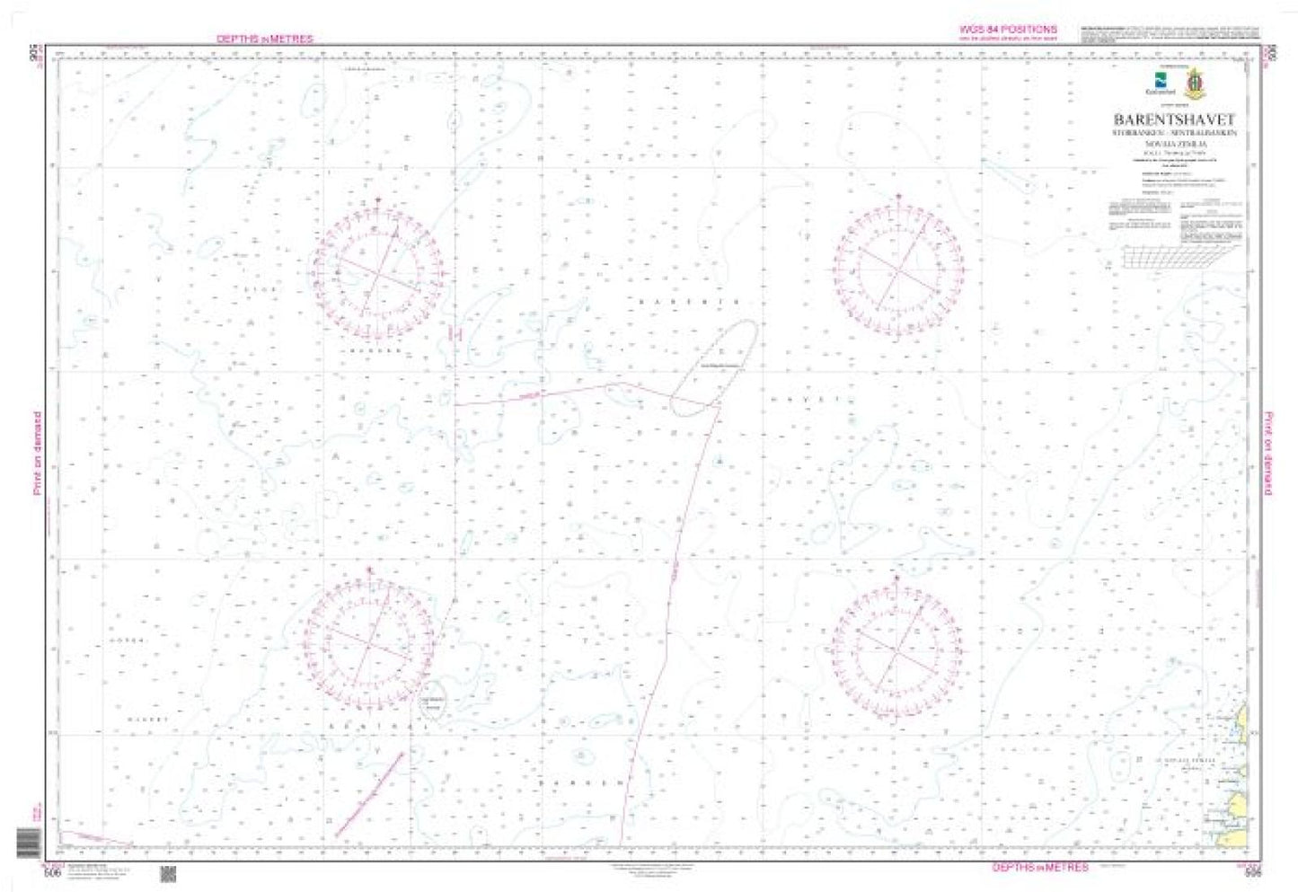Barentshavet, fra Storbk/Sentralbk til Nov.Zemlja - 506 - Norway Kartverket Nautical Charts