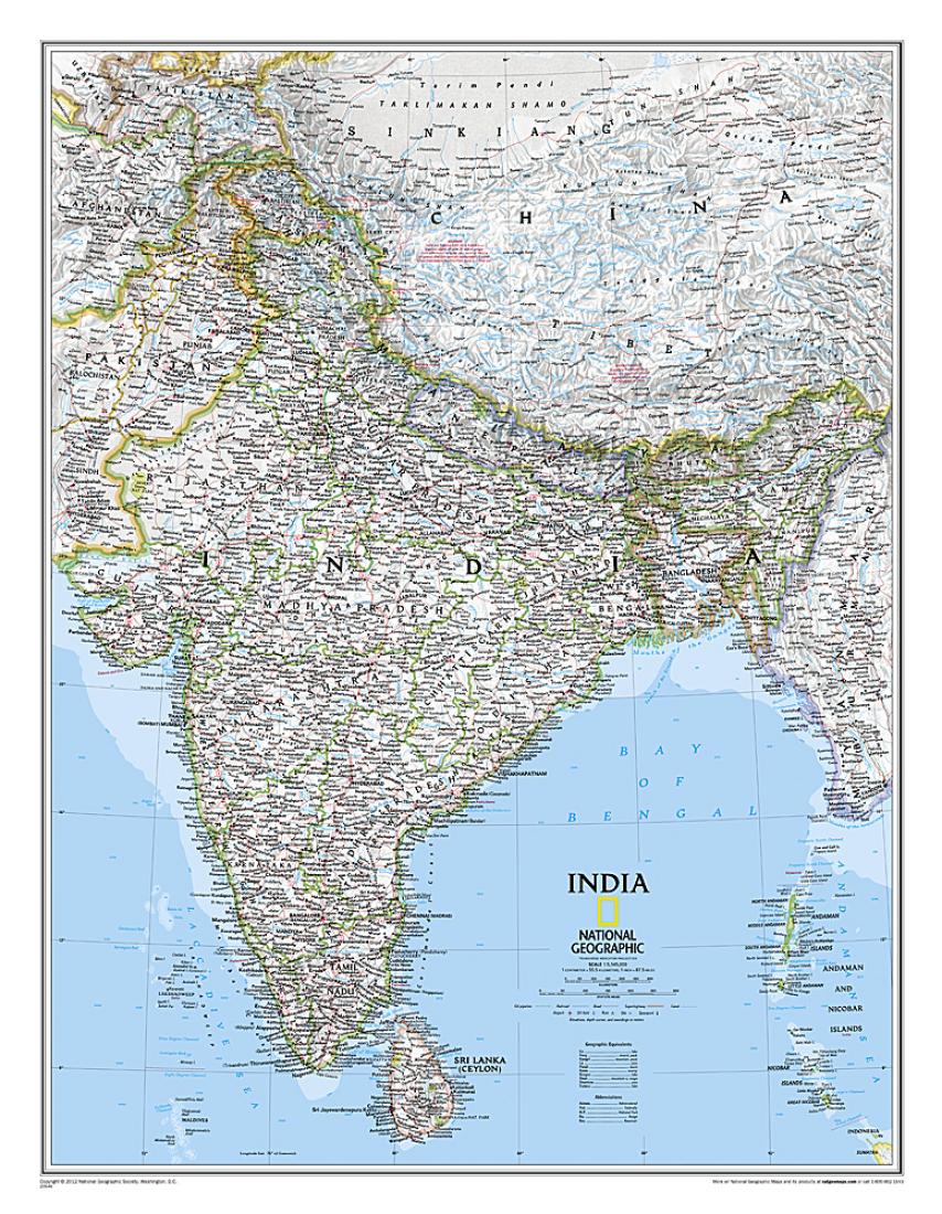 India Classic Wall Map
