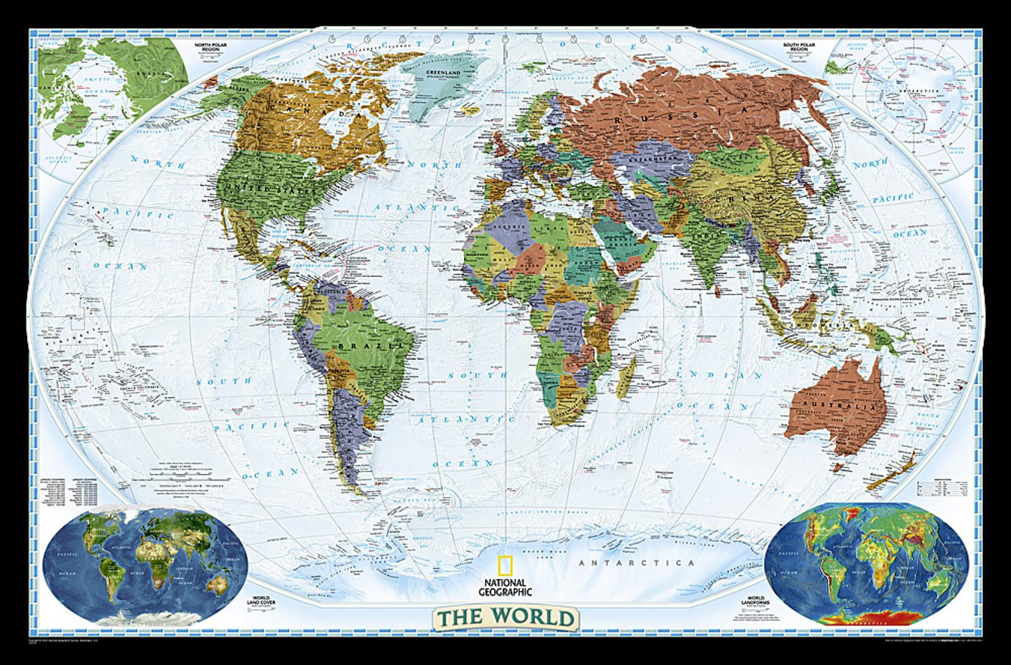 World Decorator Enlarged Wall Map - Tubed (73" x 48")
