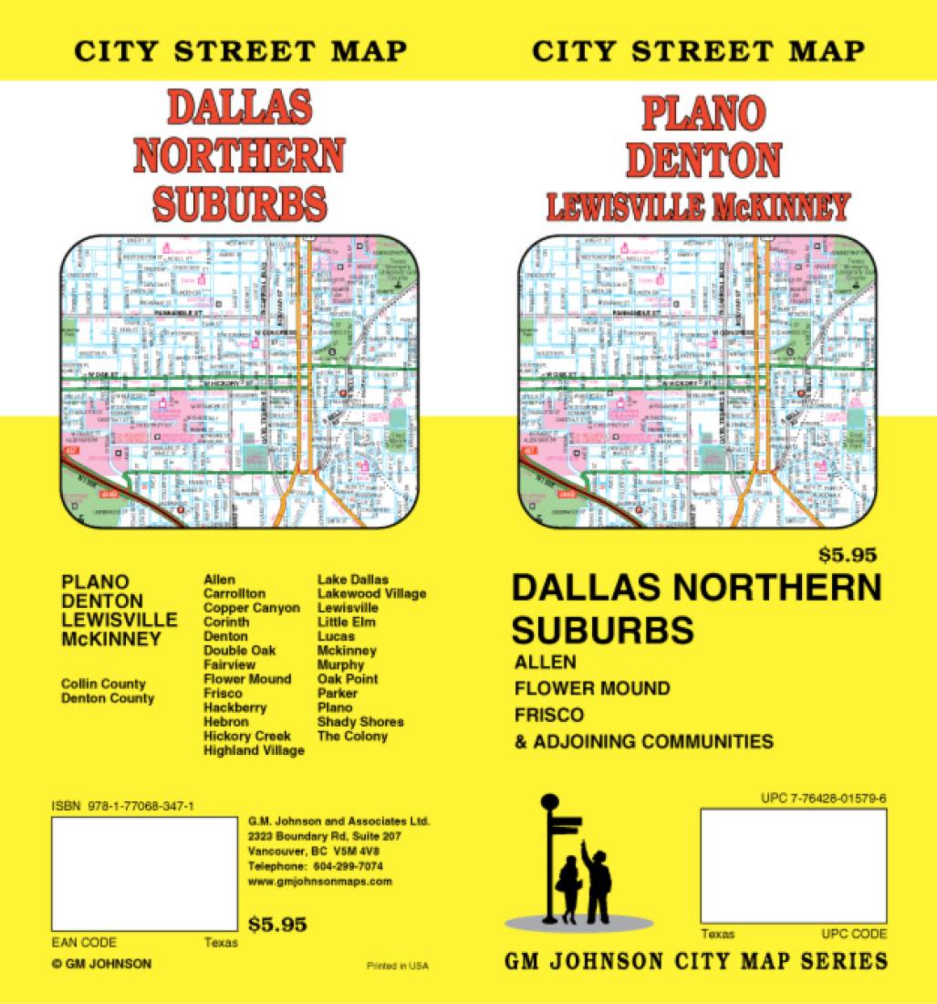 Plano : Denton : Lewisville McKinney : city street map = Dallas northern suburbs : city street map